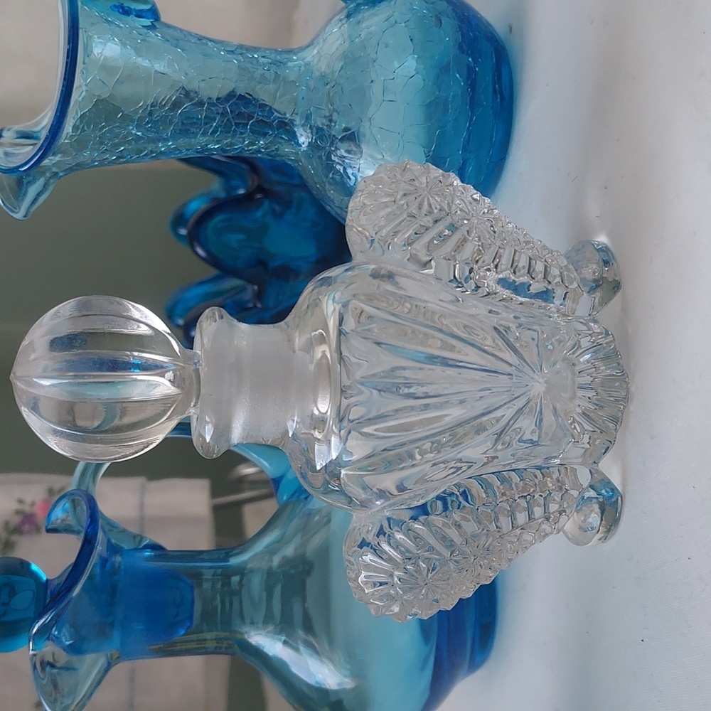 Vintage imperial glass perfume bottle cut crystal Art deco art nouveau